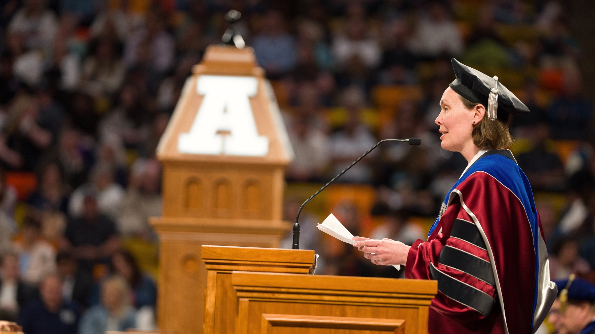 Dr. Beth Buyserie speaking at commencement 2023