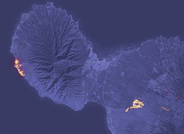 Nasa satelitte image of the fire in Maui, August 8th 2023