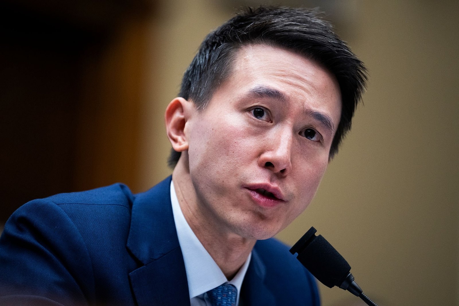 CEO of TikTok, Shou Chew, being questioned by members of Congress