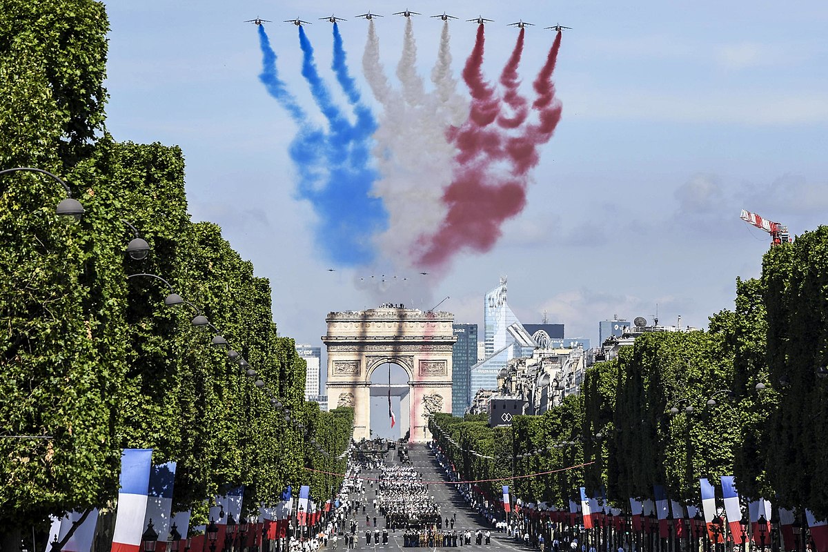 An image from the annual Bastille Day military parade in Paris, from 2017.