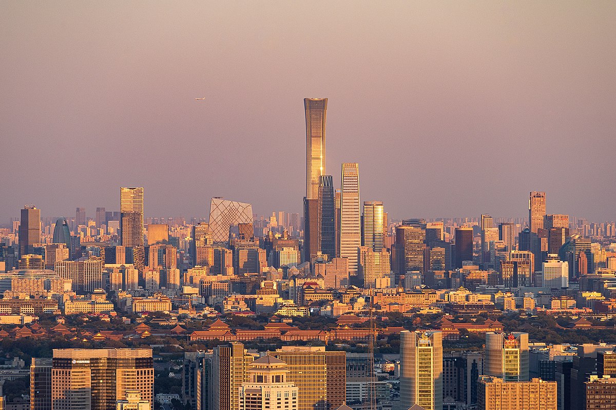 Skyline of Beijing, China, where the diplomatic ceremony between Saudi Arabia and Iran was hosted, 2021.