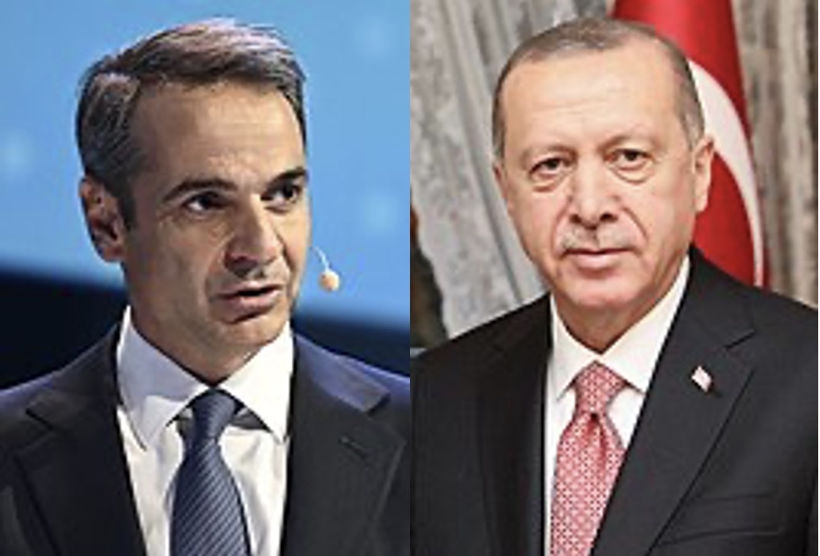 Prime Minister Kyriakos Mitsotakis of Greece in 2019 and President Recep Tayyip Erdogan of Turkey in 2018.
