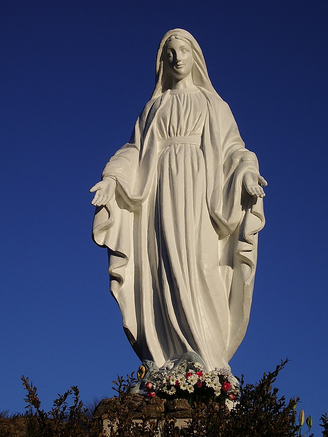 A statue of the Virgin Mary, Our Lady of the Snows