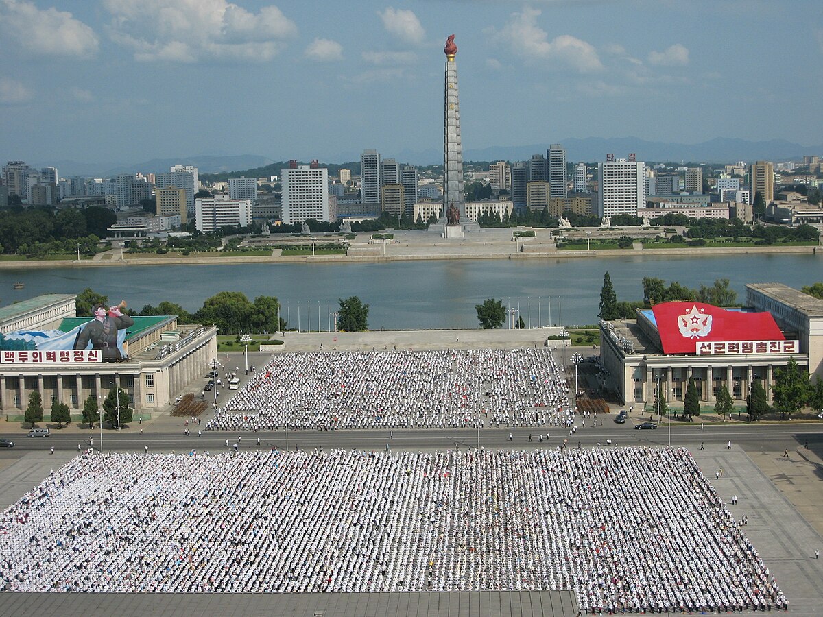 Kim Il-Sung Square in Pyongyang, the capital of North Korea.