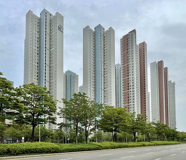 A series of apartment buildings in Incheon, South Korea.