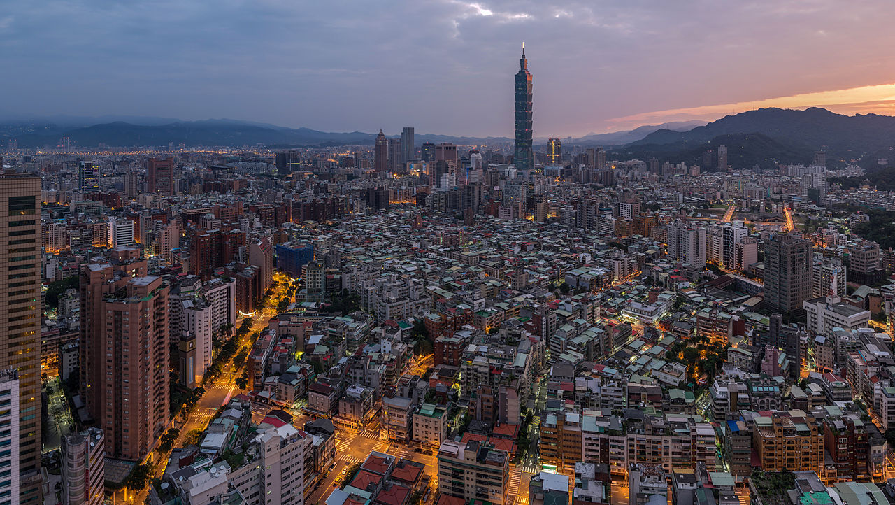 An aerial view of Taipei City, the largest city in Taiwan.