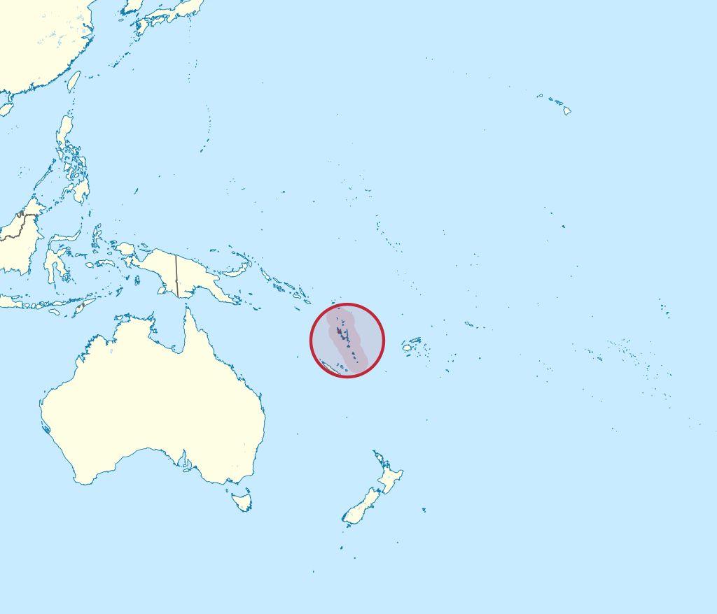 A map showing Vanuatu’s location in the Pacific region.