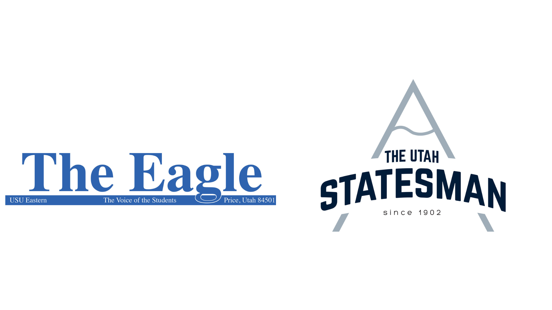 Left is a logo that says the eagle and the right is a logo that says the utah statesman with a mountian